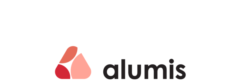 Alumis logo featuring three overlapping, rounded shapes in red and pink forming a triangle next to the word alumis in bold black lowercase letters on a white background, highlighting its connection with IPC partners.